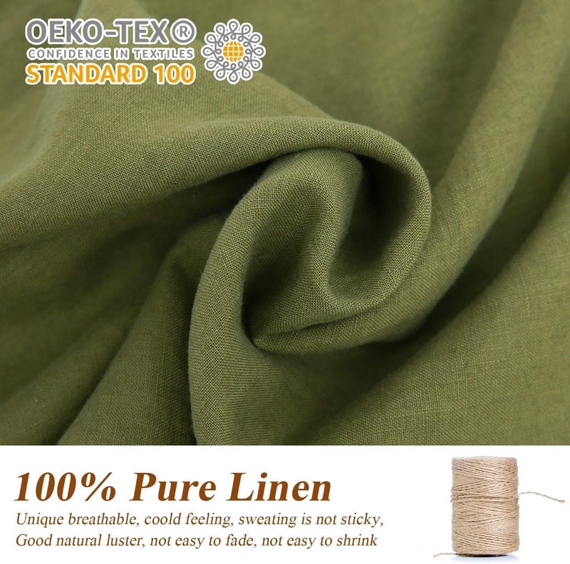 Simple&Opulence 100% Linen Duvet Cover Set, 3 PCS Natural French Flax Olive Green Duvet Cover King Size, Breathable Soft Comfy Linen Bedding Comforter Cover with 2 Pillowcases(Olive Green, 104"x92") - Image 2